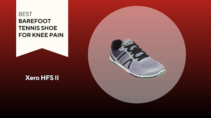 An image of a Xero HFS II shoe against a red background.